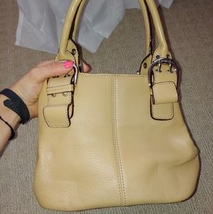 Aithentic beige real leather Tignanello purse